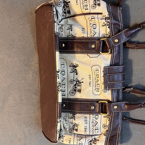 Coach Brown and Cream Satchel - Picture 9 of 13